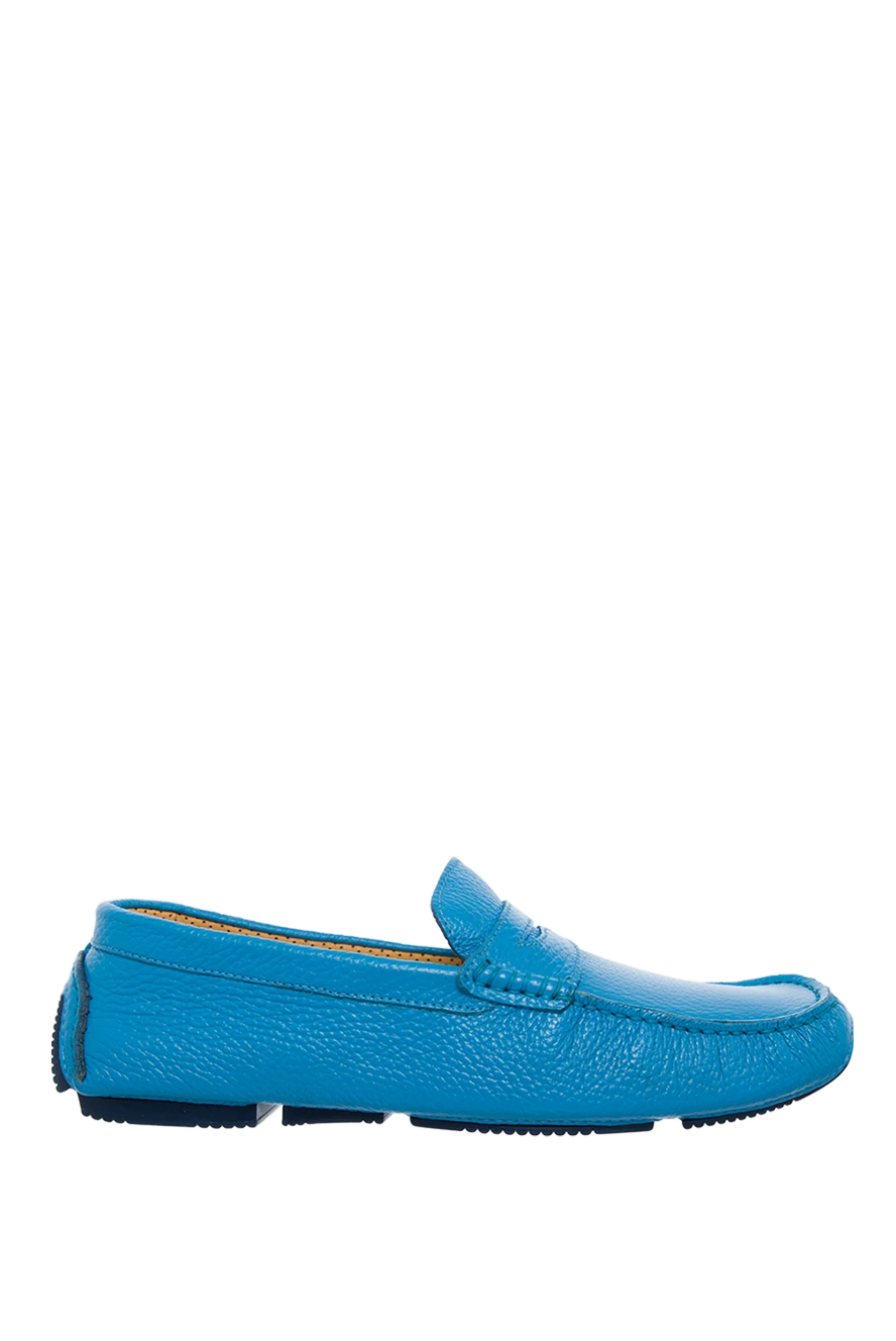 Cesare di Napoli man moccasins for men made of blue leather купить с ценами и фото 139715 - photo 1