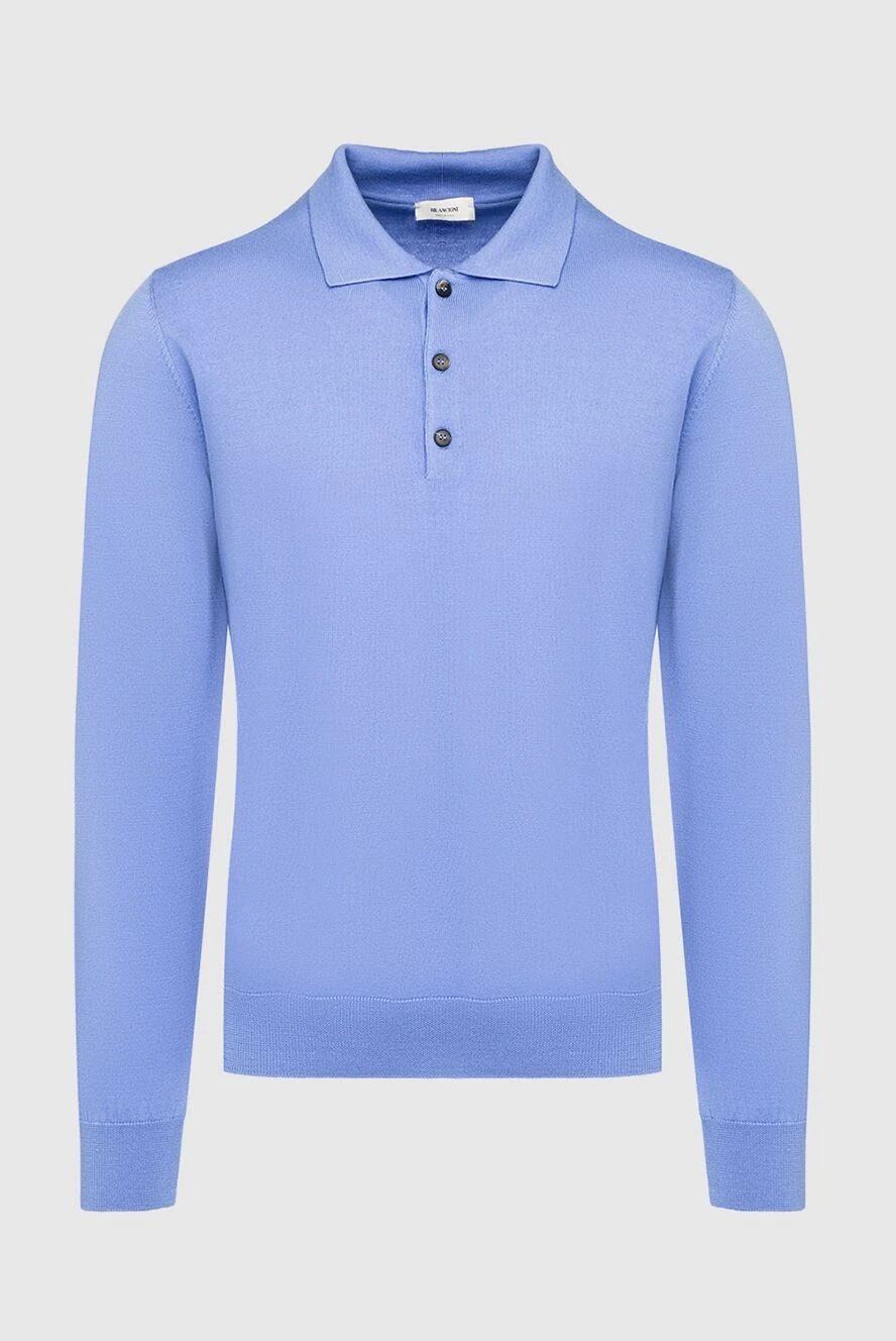 Bilancioni man blue wool long sleeve polo for men купить с ценами и фото 139760 - photo 1