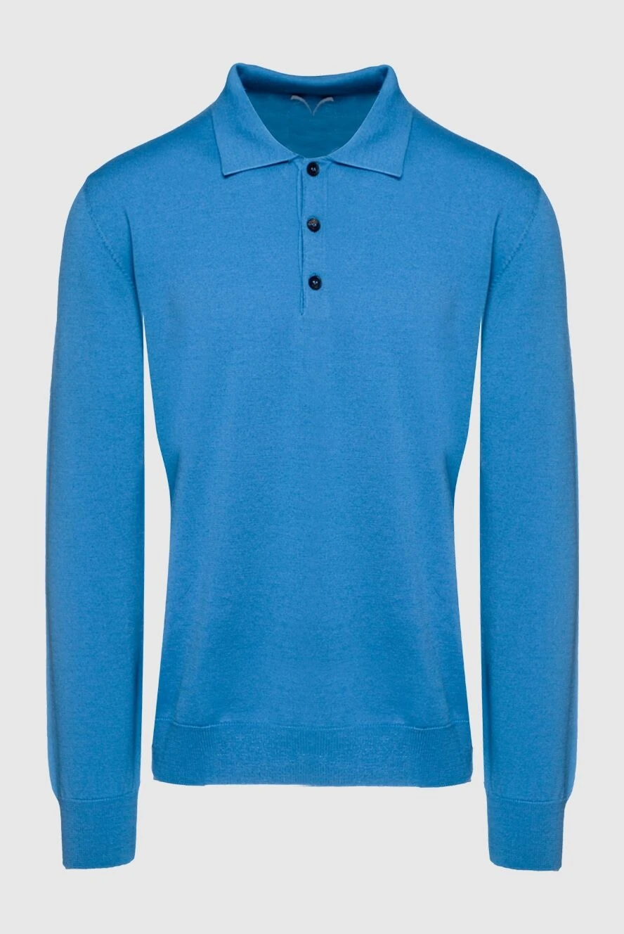 Bilancioni man blue wool long sleeve polo for men купить с ценами и фото 139764 - photo 1