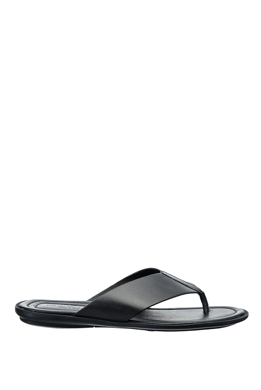 Doucal`s man black leather slippers for men купить с ценами и фото 140232 - photo 1