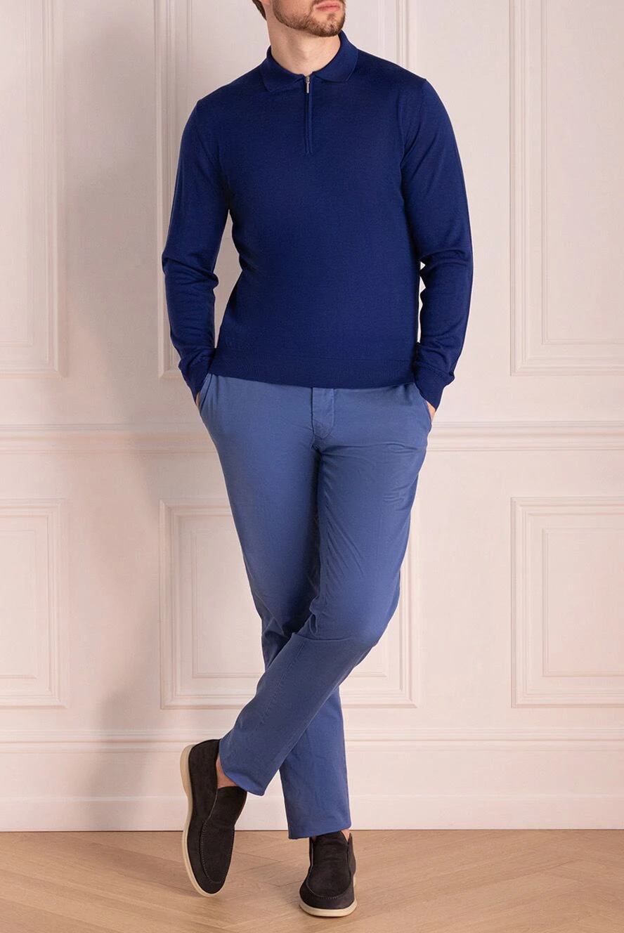 Lubiam man blue cotton trousers for men купить с ценами и фото 140282 - photo 1