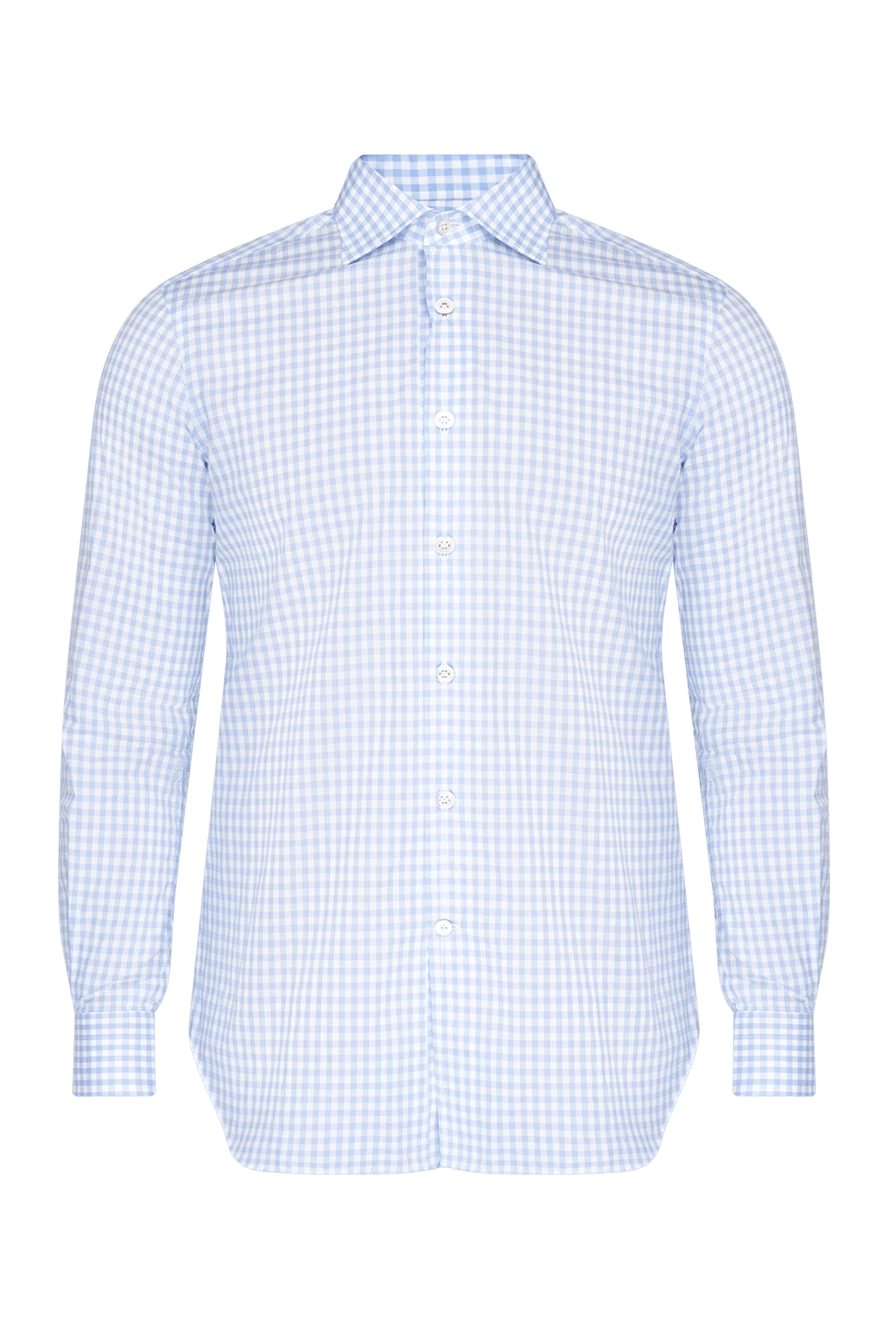 Kiton man blue cotton shirt for men купить с ценами и фото 140286 - photo 1