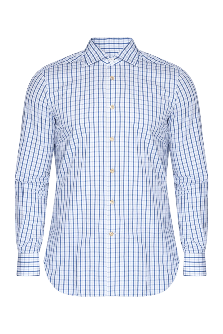 Kiton man blue cotton shirt for men купить с ценами и фото 140288 - photo 1