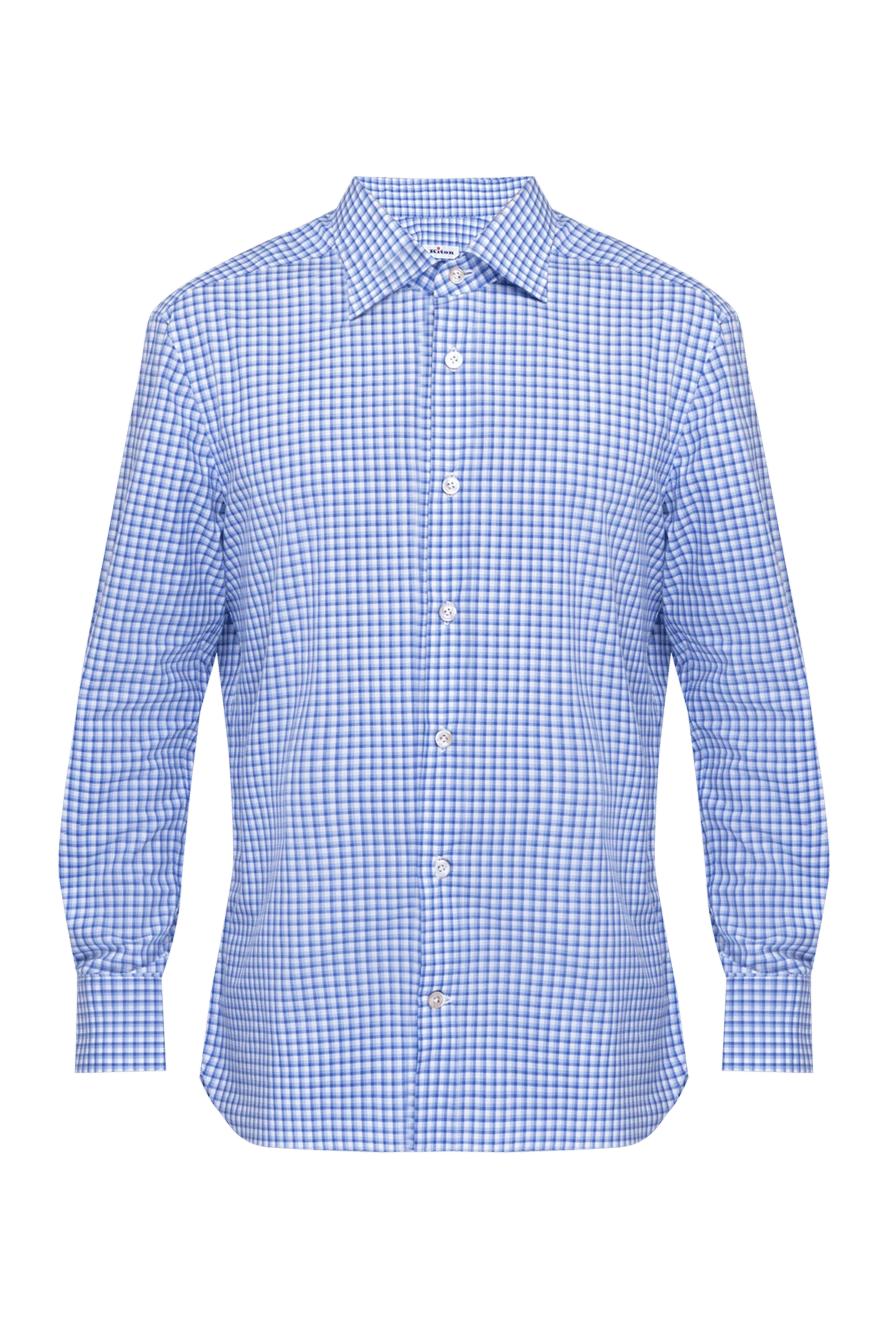 Kiton man blue cotton shirt for men купить с ценами и фото 140293 - photo 1