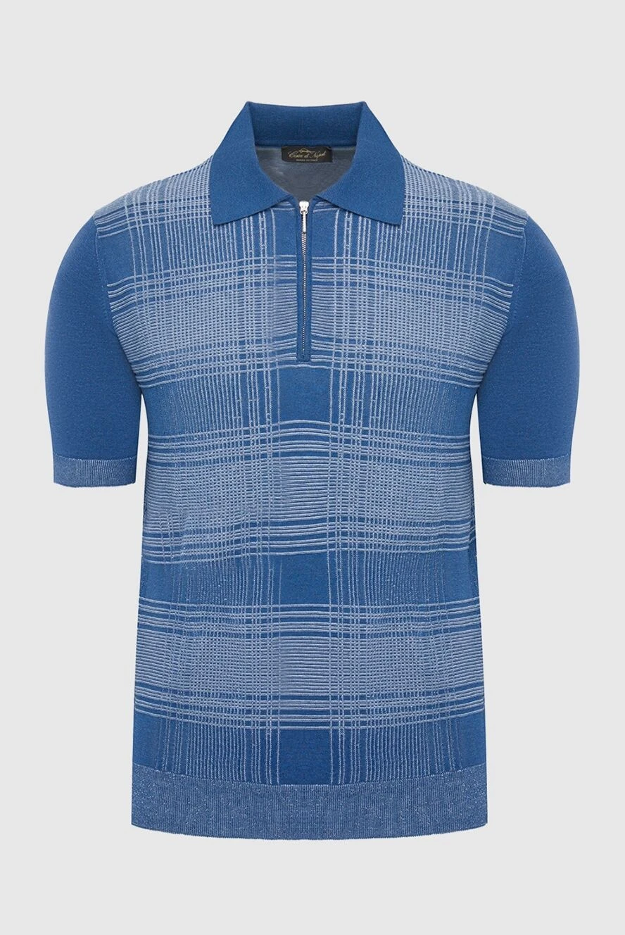 Cesare di Napoli man cotton and silk polo blue for men купить с ценами и фото 140471 - photo 1