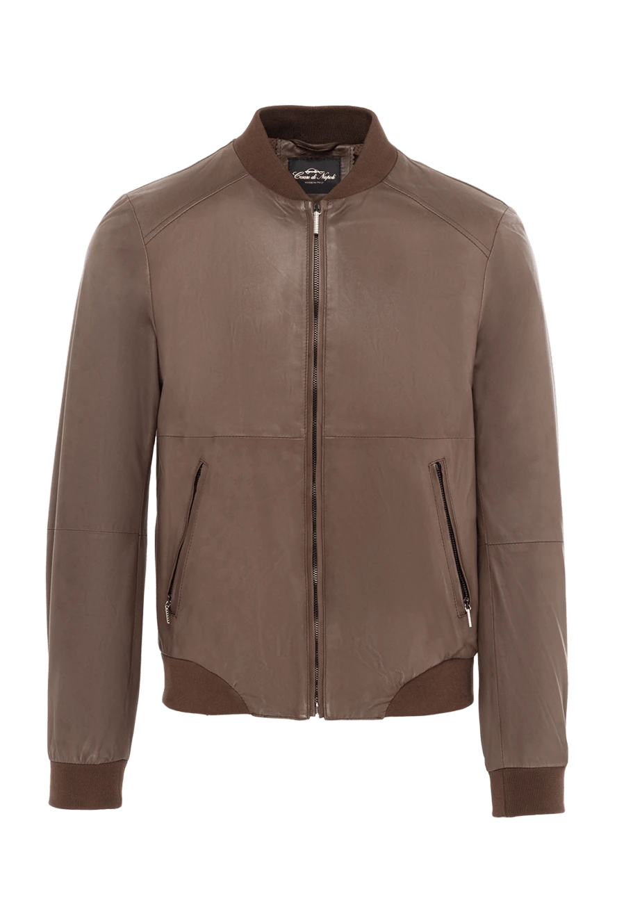 Cesare di Napoli man brown leather jacket for men купить с ценами и фото 140494 - photo 1