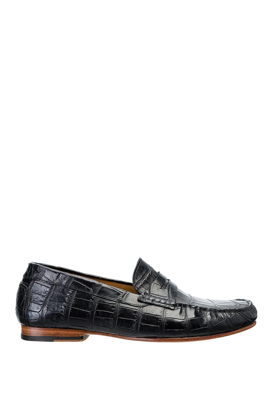 Cesare di Napoli man black alligator loafers for men купить с ценами и фото 140601 - photo 1