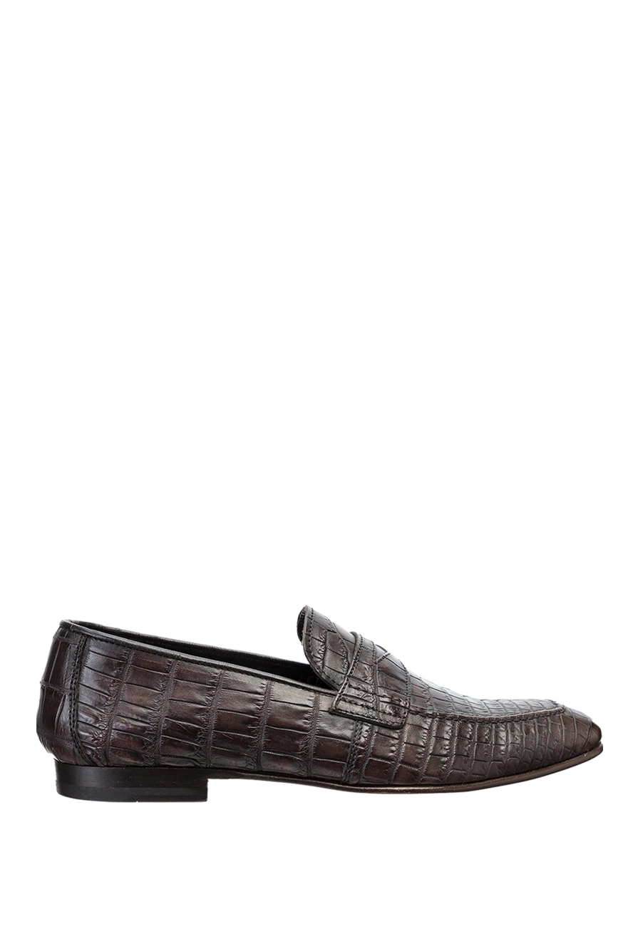 Cesare di Napoli man brown crocodile leather loafers for men купить с ценами и фото 140655 - photo 1