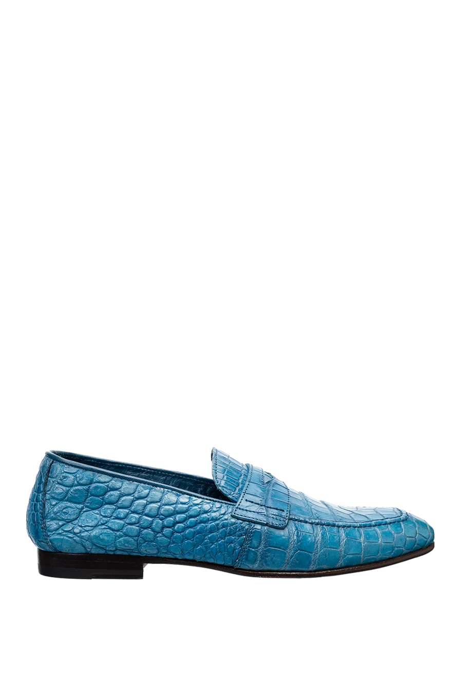 Cesare di Napoli man blue crocodile leather loafers for men купить с ценами и фото 140657 - photo 1