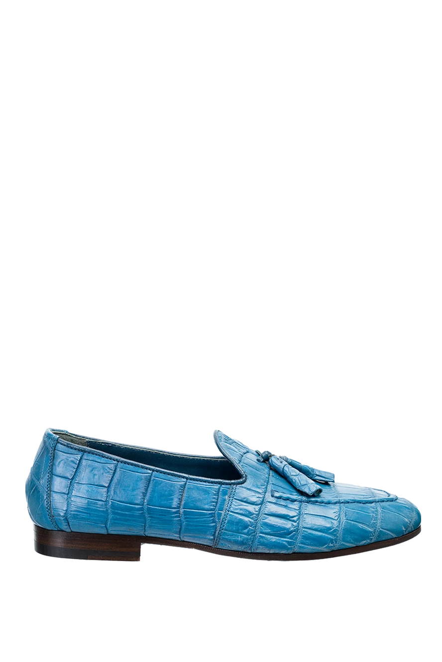 Cesare di Napoli man blue crocodile leather loafers for men купить с ценами и фото 140659 - photo 1