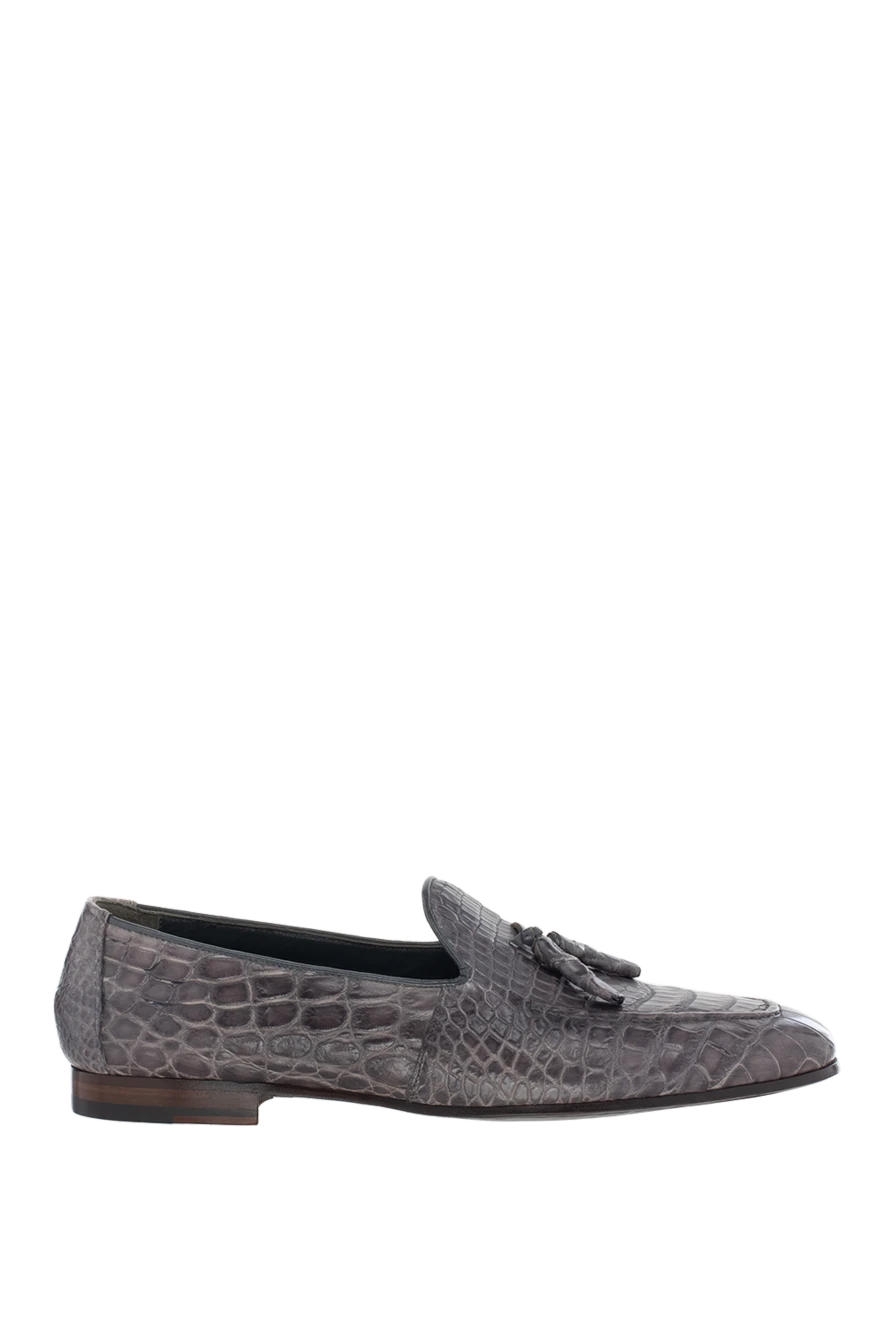 Cesare di Napoli man gray crocodile leather loafers for men купить с ценами и фото 140660 - photo 1