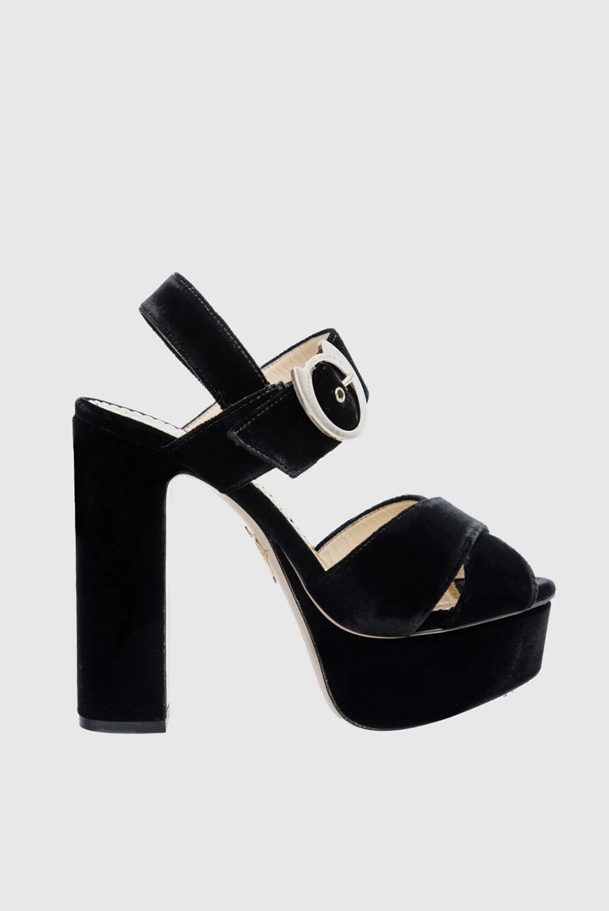 Charlotte Olympia woman black leather and viscose sandals for women купить с ценами и фото 141063 - photo 1