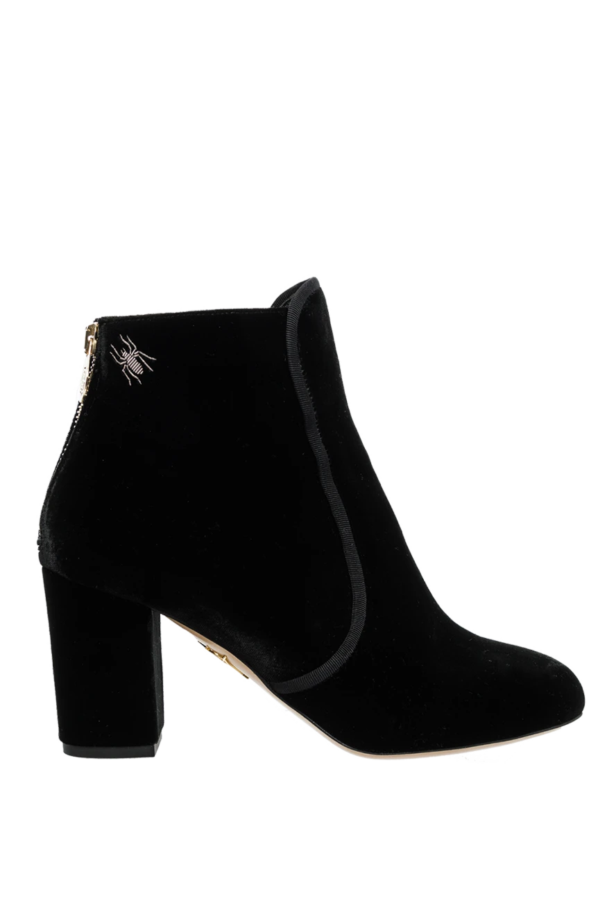 Charlotte Olympia woman black leather and viscose ankle boots for women купить с ценами и фото 141069 - photo 1