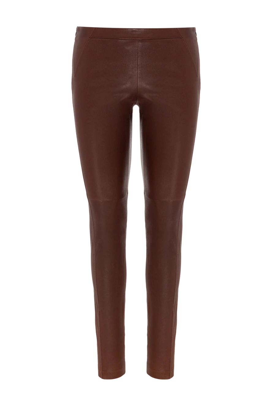 Brunello Cucinelli woman burgundy leather trousers for women купить с ценами и фото 141226 - photo 1