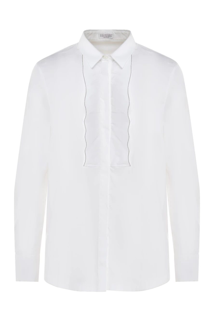 Brunello Cucinelli woman white cotton and polyamide shirt for women купить с ценами и фото 141321 - photo 1