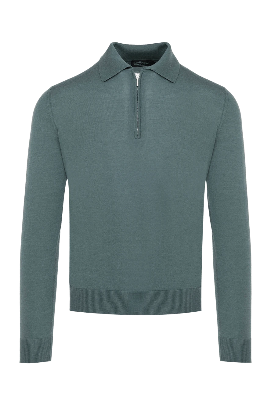 Cesare di Napoli man long sleeve polo in wool, silk and green cashmere for men купить с ценами и фото 141371 - photo 1