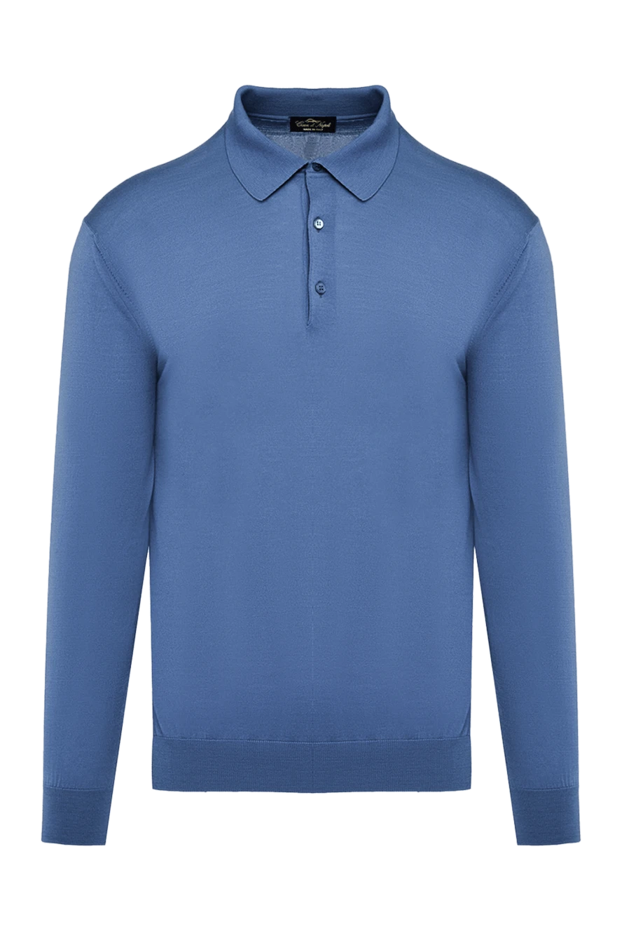 Cesare di Napoli man wool long sleeve polo blue for men купить с ценами и фото 141378 - photo 1