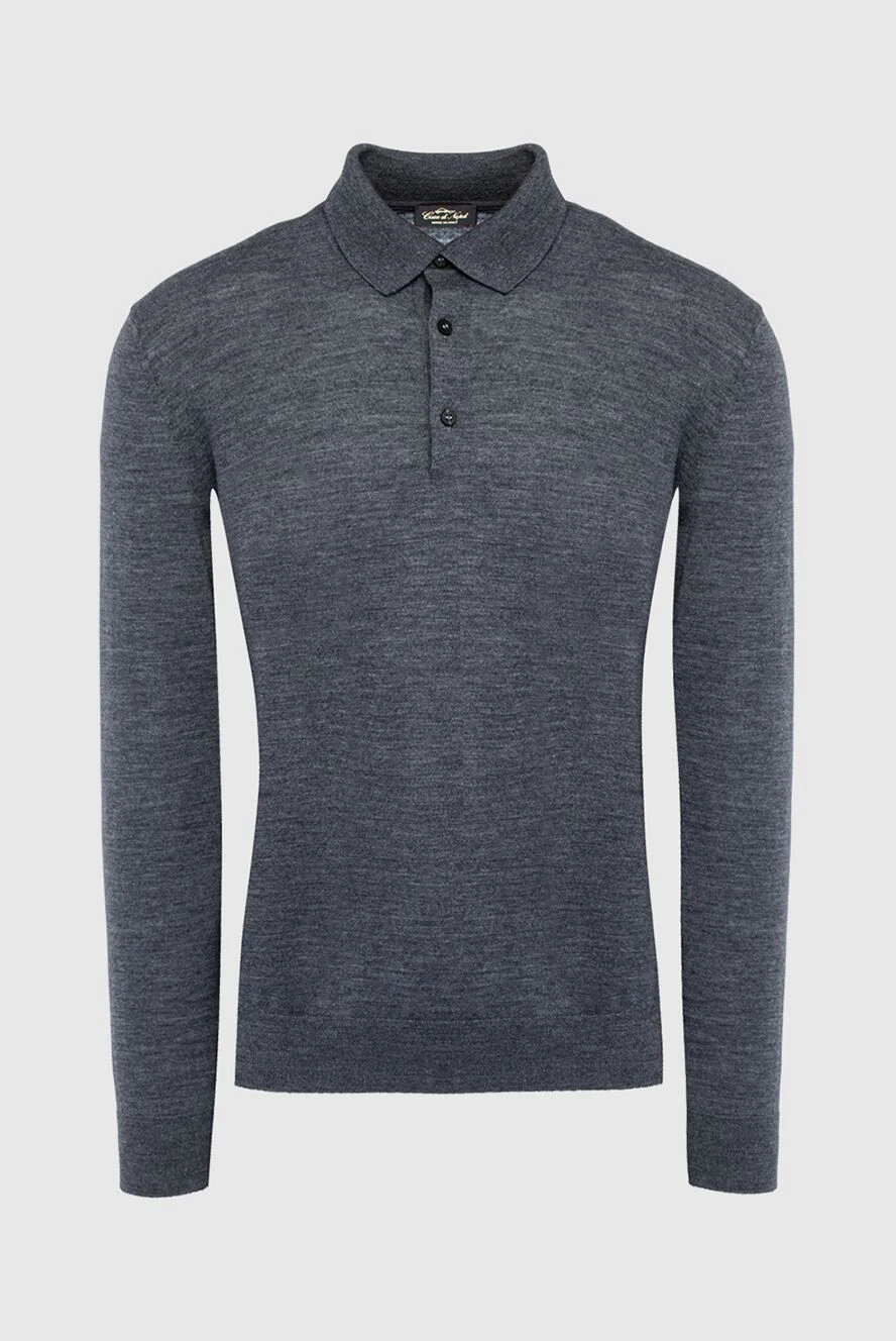 Cesare di Napoli man wool long sleeve polo gray for men купить с ценами и фото 141379 - photo 1