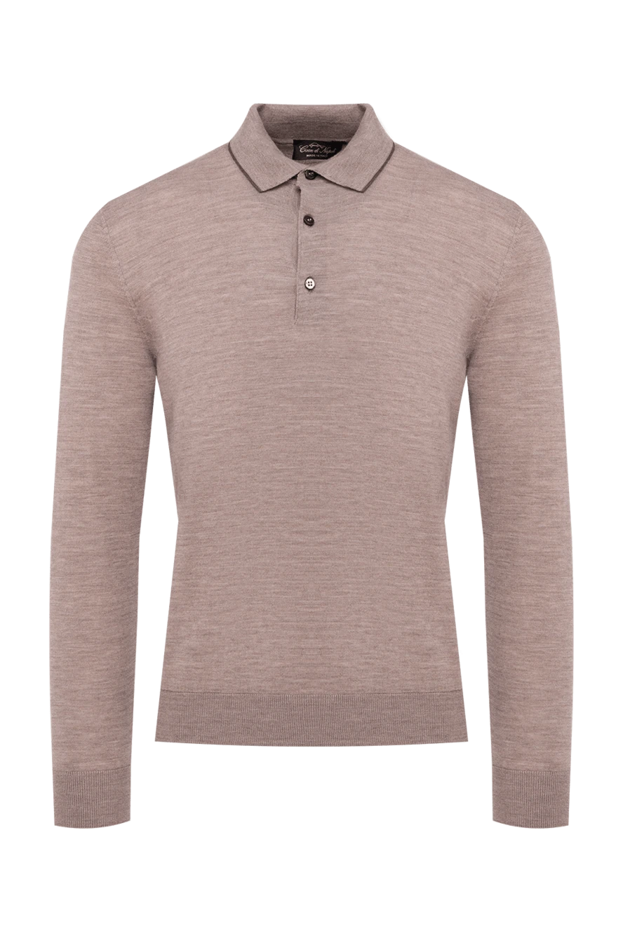 Cesare di Napoli man wool long sleeve polo beige for men купить с ценами и фото 141383 - photo 1