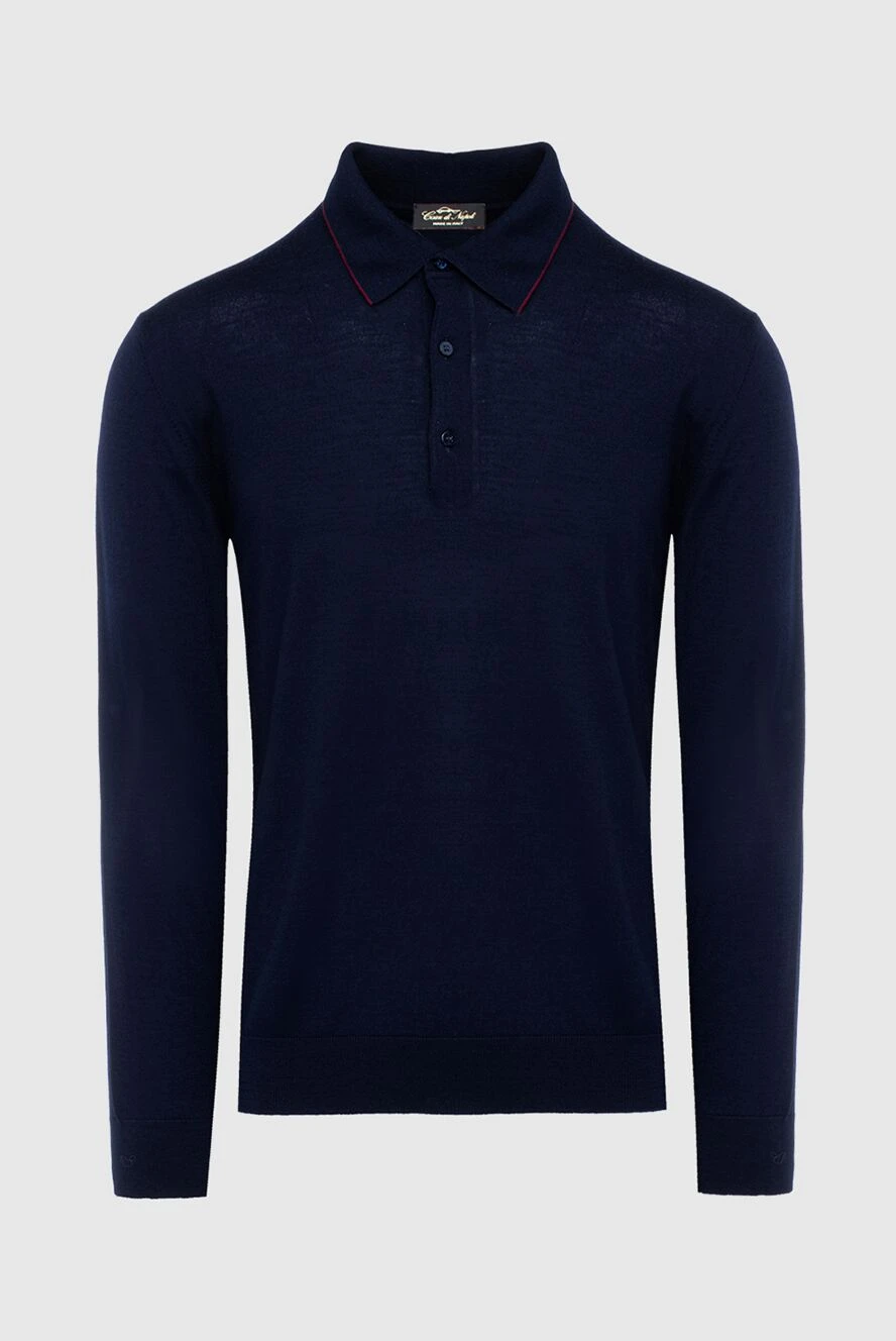 Cesare di Napoli man wool long sleeve polo blue for men купить с ценами и фото 141386 - photo 1