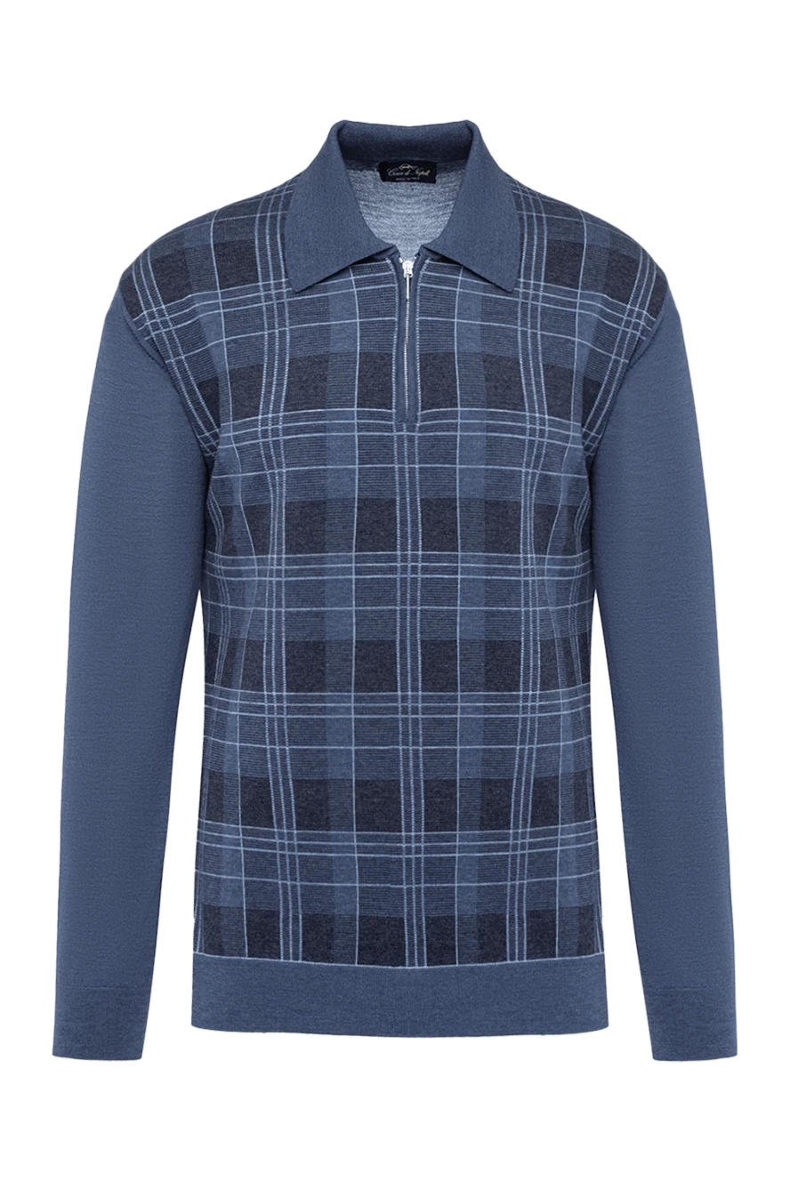 Cesare di Napoli man wool long sleeve polo blue for men купить с ценами и фото 141398 - photo 1