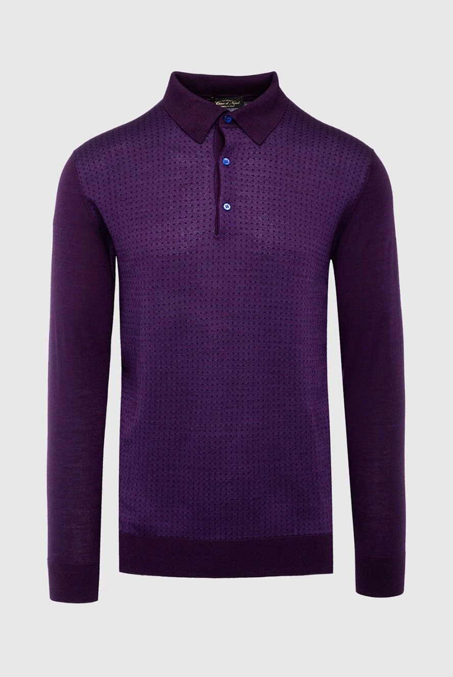 Cesare di Napoli man wool, silk and cashmere long sleeve polo violet for men купить с ценами и фото 141405 - photo 1