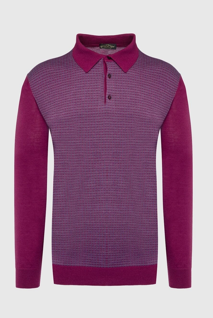 Cesare di Napoli man wool, silk and cashmere long sleeve polo burgundy for men купить с ценами и фото 141406 - photo 1