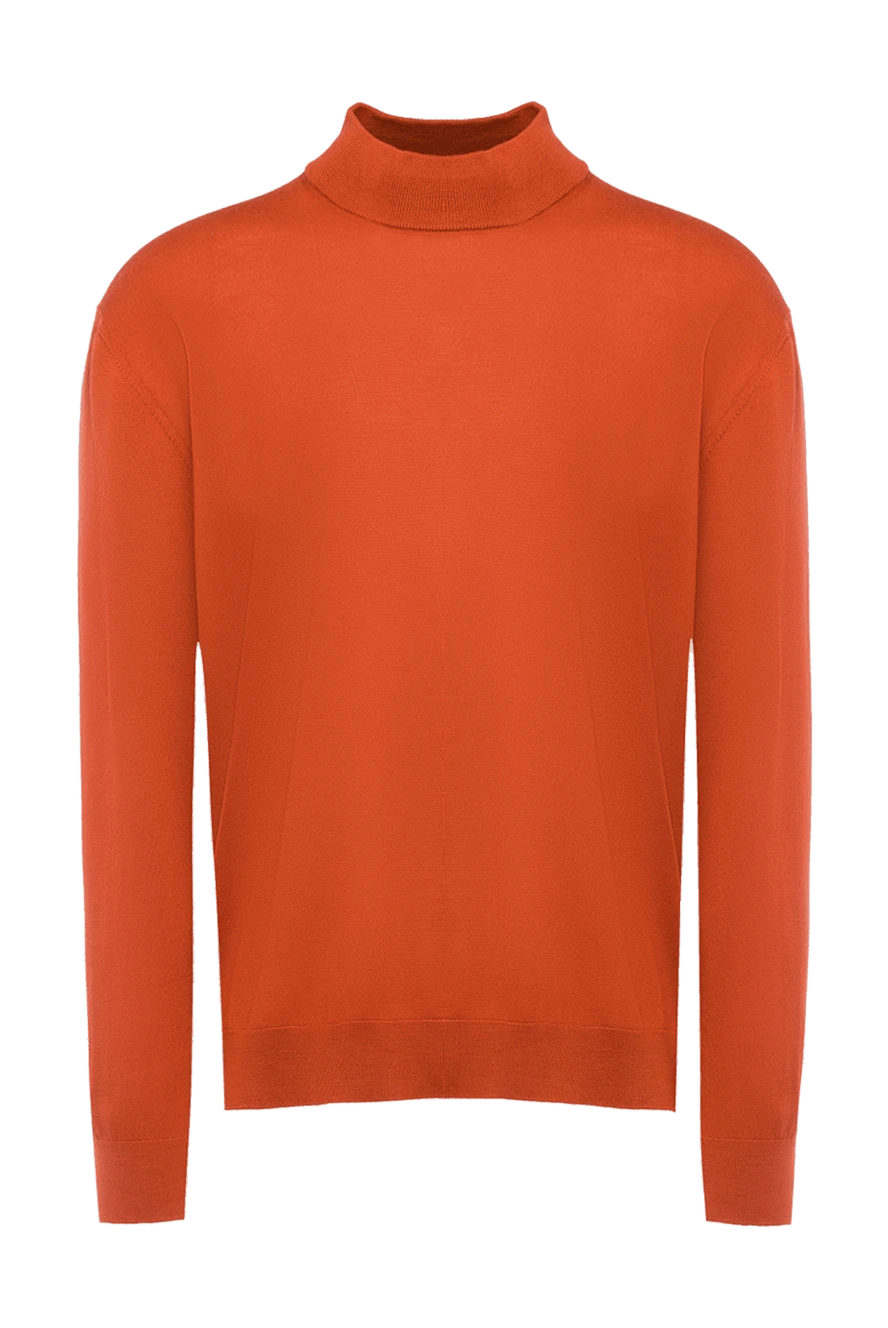 Cesare di Napoli man orange men's wool turtleneck jumper купить с ценами и фото 141426 - photo 1