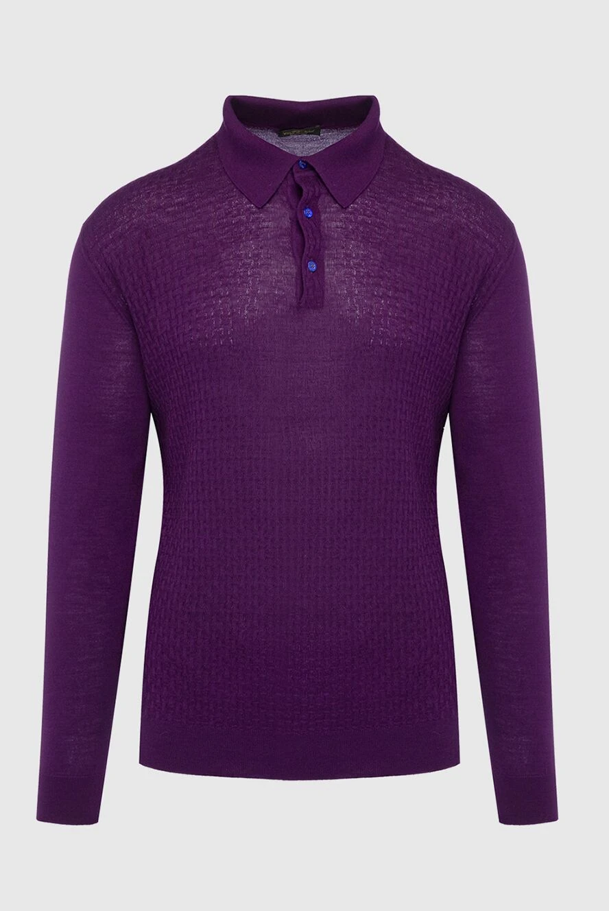 Cesare di Napoli man wool, silk and cashmere long sleeve polo violet for men купить с ценами и фото 141450 - photo 1