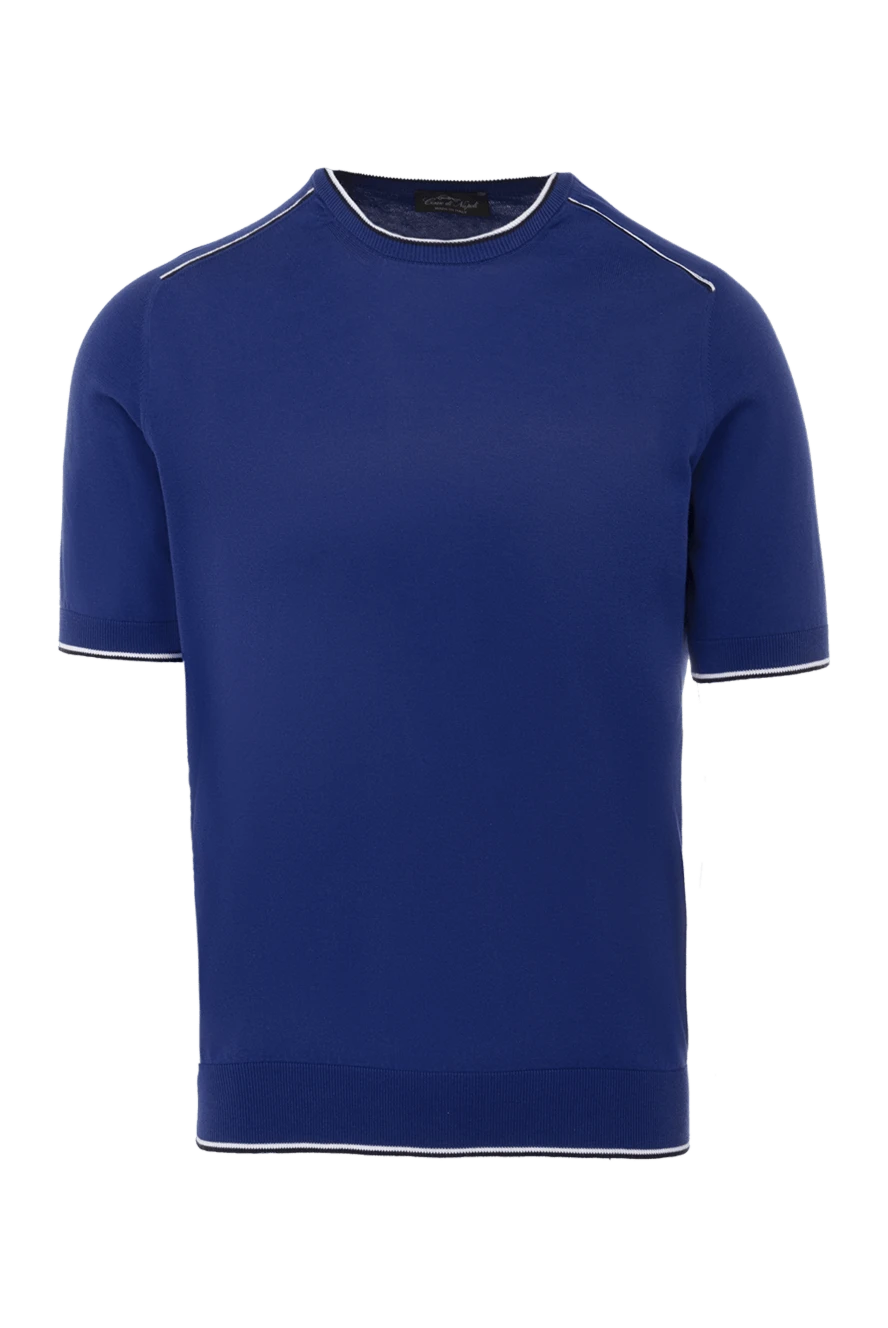 Cesare di Napoli man cotton t-shirt blue for men купить с ценами и фото 141472 - photo 1