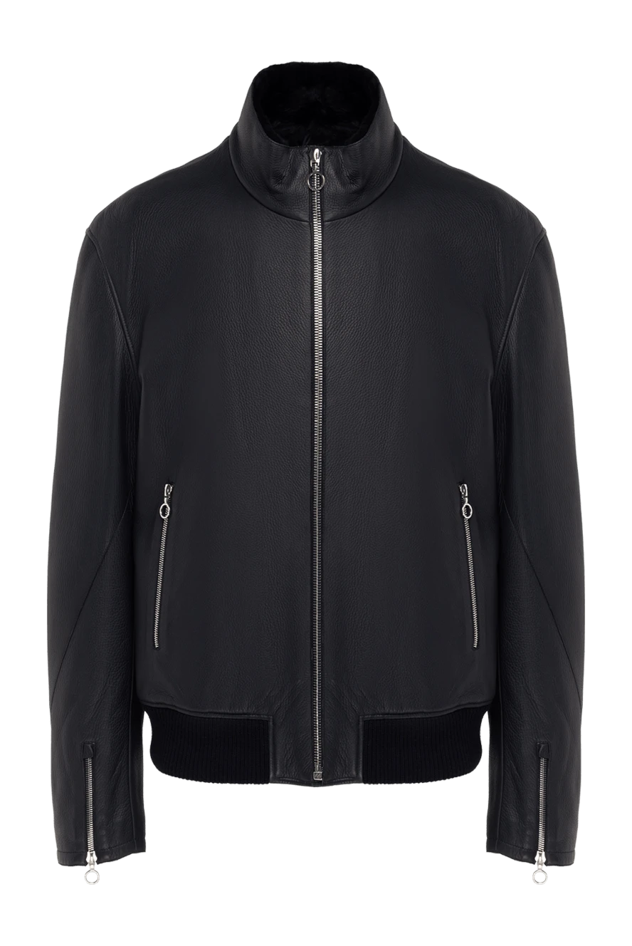 Seraphin куртка кожаная на меху темно-синяя мужская 141673 - фото 1