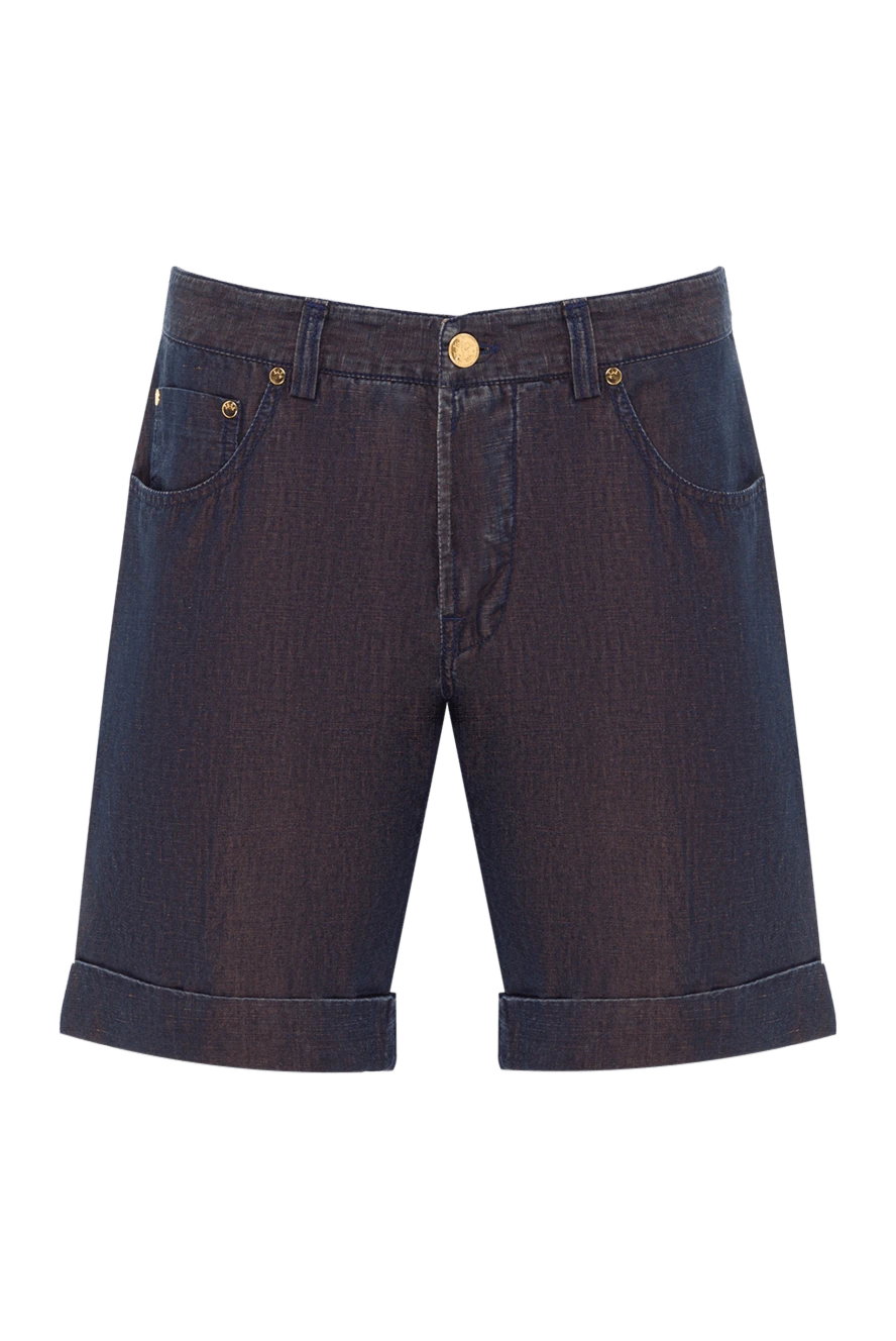Scissor Scriptor синие мужские шорты хлопковые casual с акцентом на золотистые заклепки 141724 - фото 1