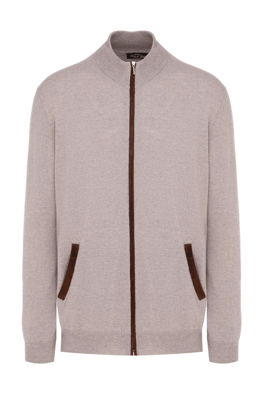 Cesare di Napoli man men's cardigan made of wool and cashmere, beige купить с ценами и фото 141946 - photo 1