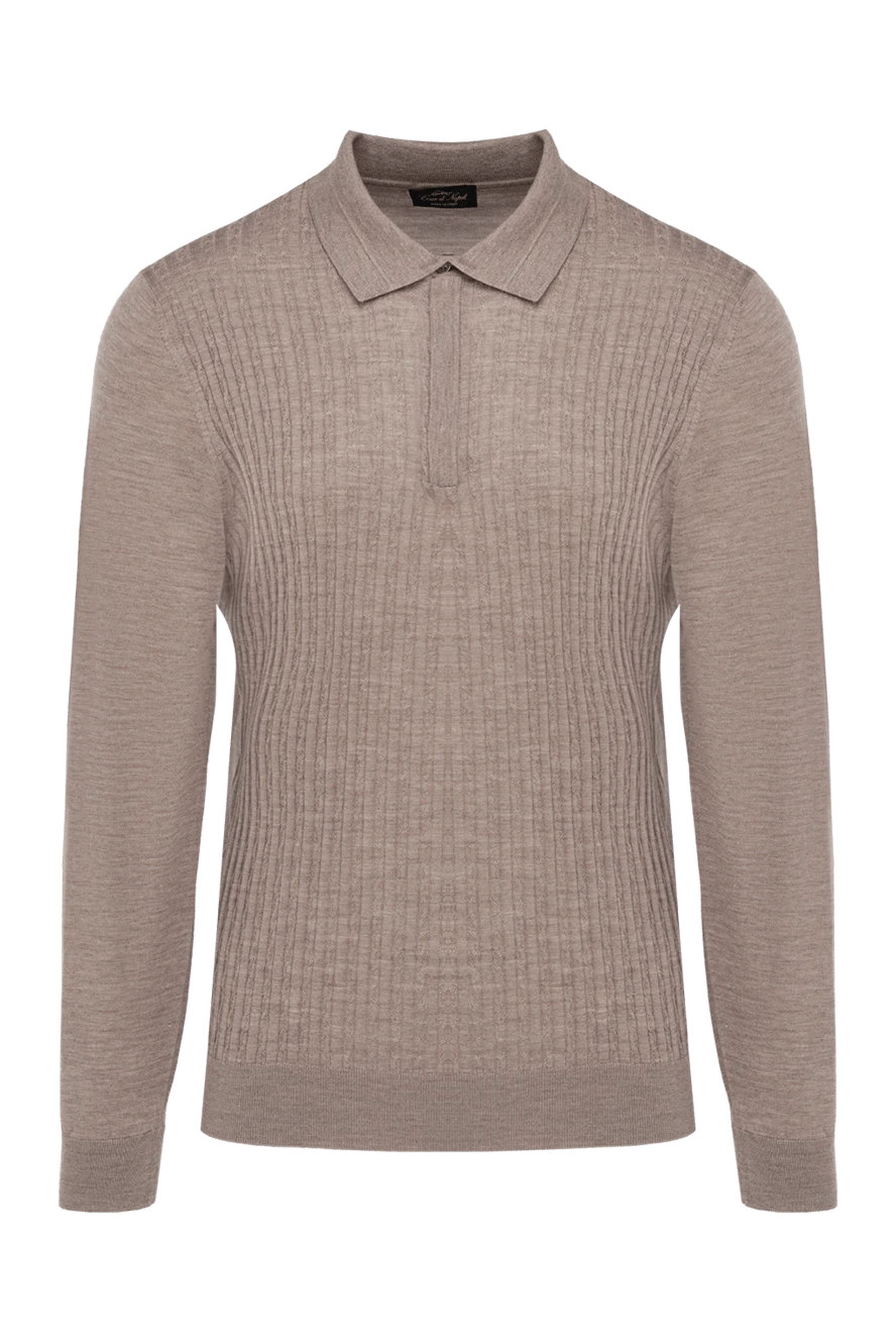 Cesare di Napoli man long sleeve polo in silk, cashmere and wool beige for men купить с ценами и фото 141973 - photo 1