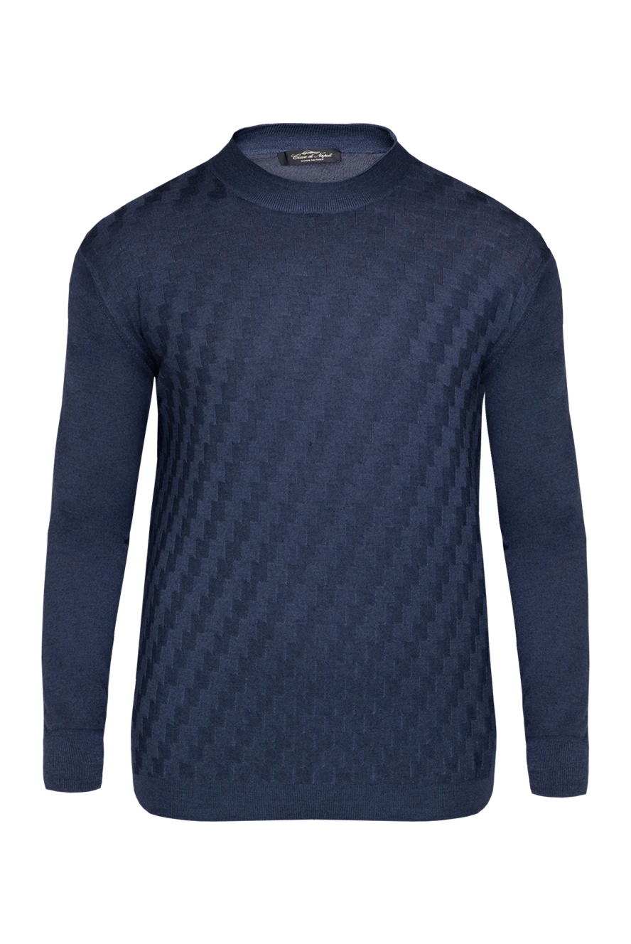 Cesare di Napoli man turtleneck jumper in wool and cashmere, blue for men купить с ценами и фото 141986 - photo 1