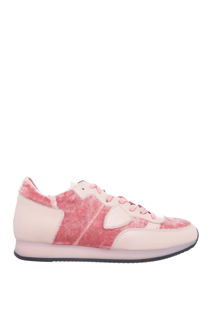 Philippe Model woman pink leather and velor sneakers for women купить с ценами и фото 142039 - photo 1