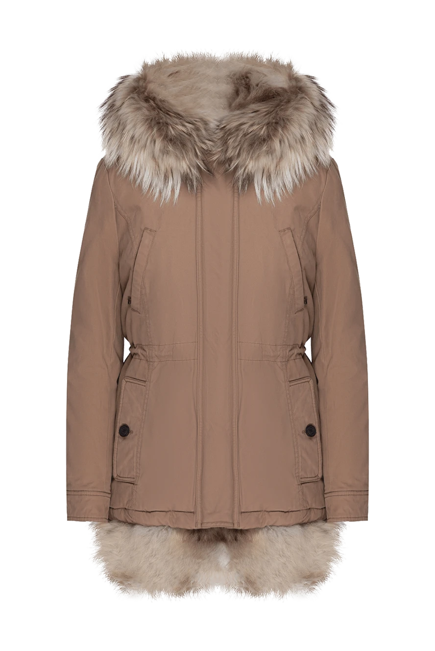 Alessandra Chamonix woman beige women's parka made of cotton and natural fur купить с ценами и фото 142052 - photo 1