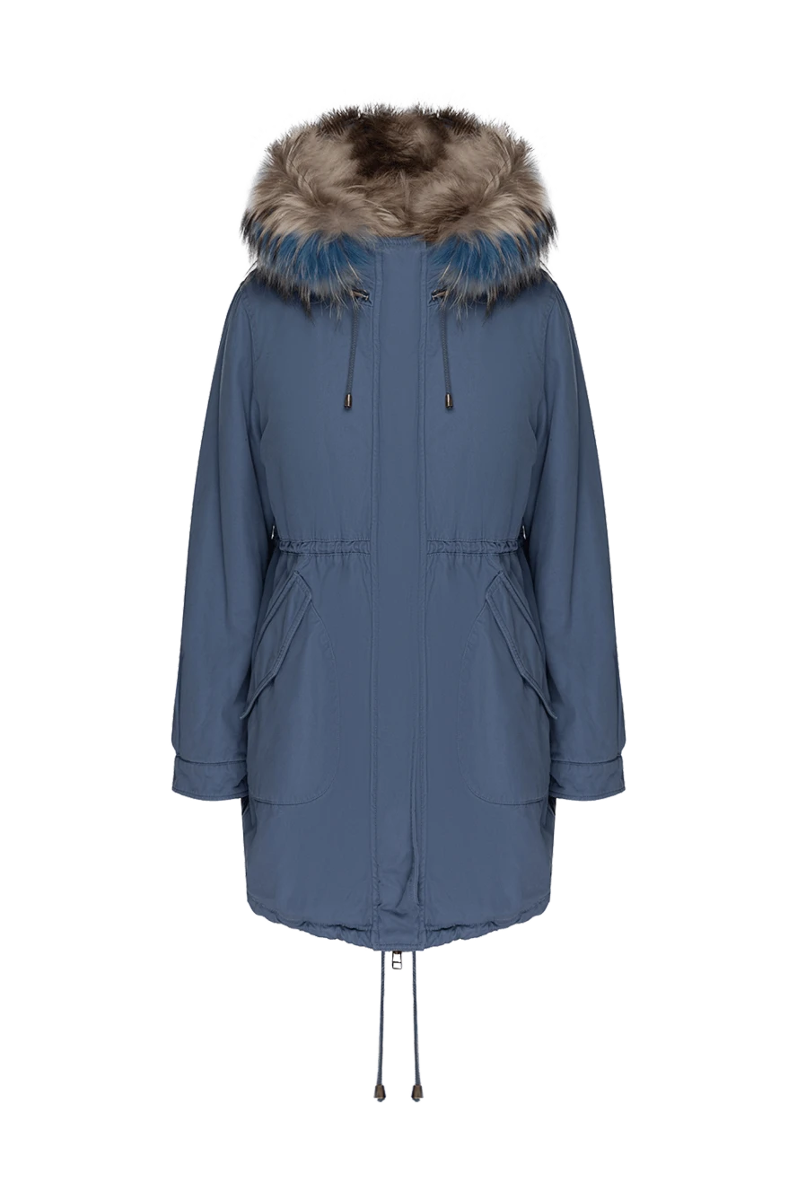 Alessandra Chamonix woman parka made of cotton and natural fur, blue, for women купить с ценами и фото 142056 - photo 1