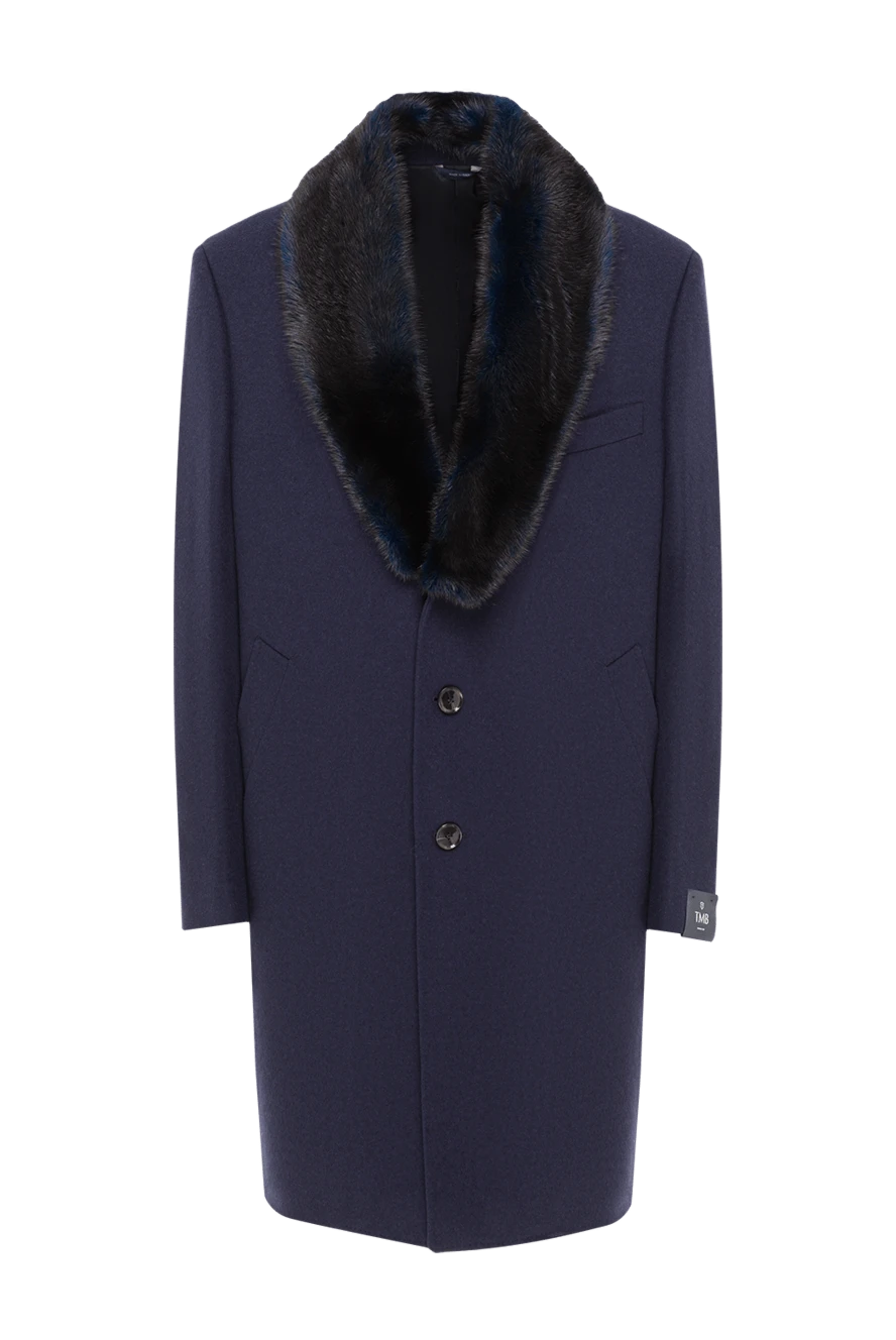 Tombolini пальто из шерсти, нейлона и кашемира синее мужское 142142 - фото 1