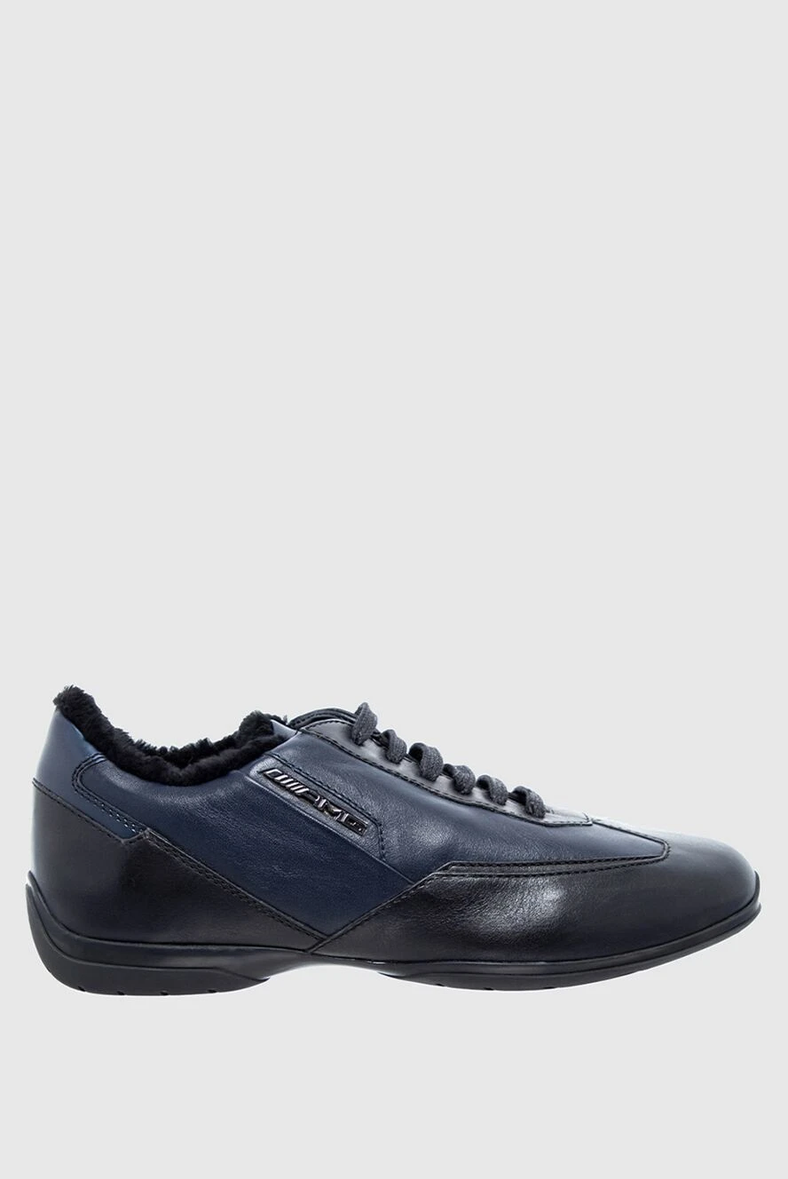 Santoni man blue leather sneakers for men купить с ценами и фото 142281 - photo 1