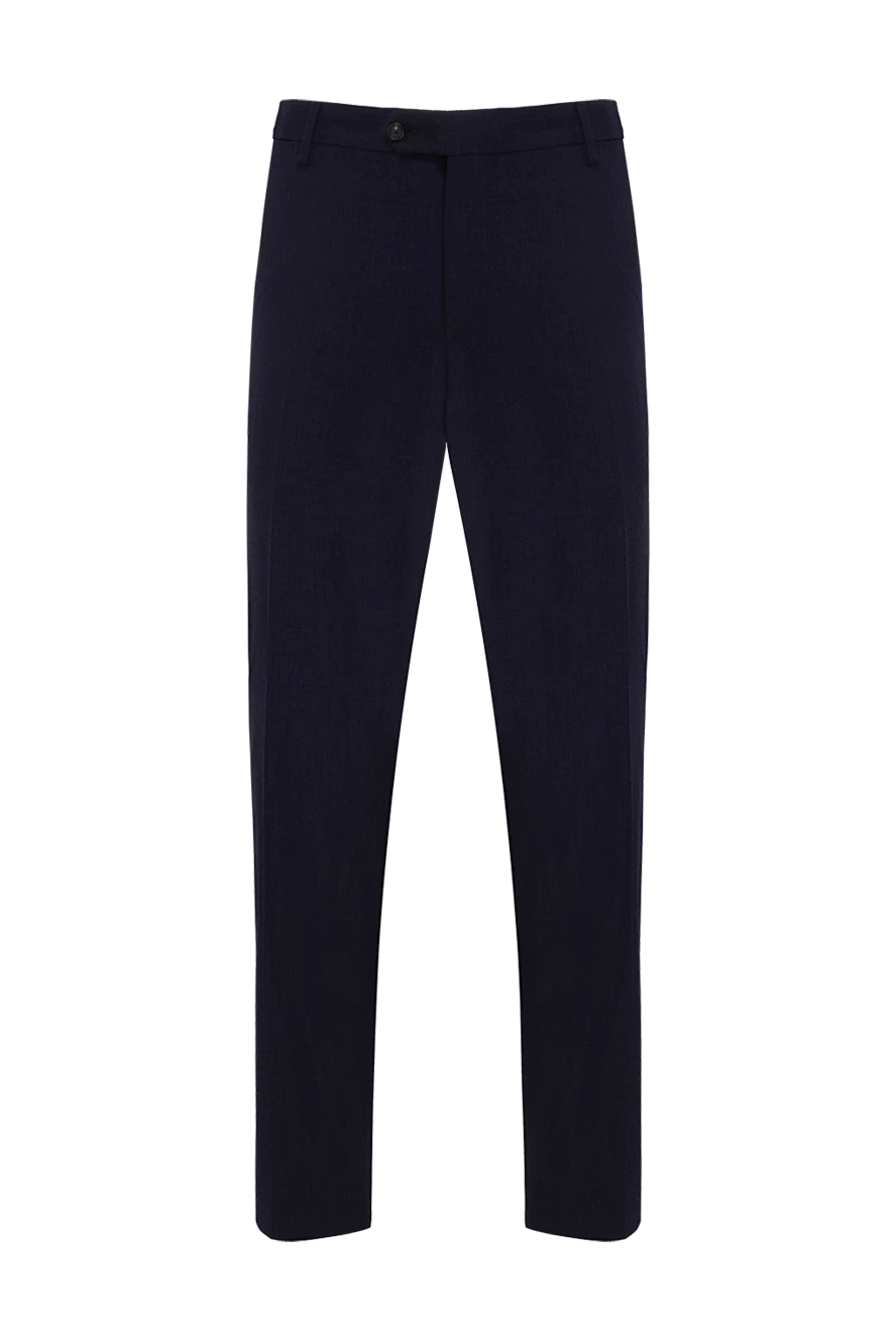 Cesare di Napoli man men's blue wool and elastane trousers купить с ценами и фото 142459 - photo 1