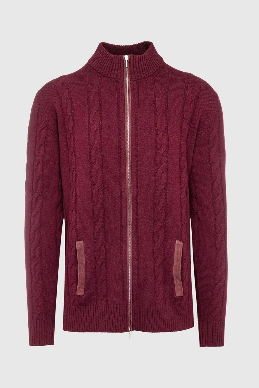 Cesare di Napoli man men's cardigan made of wool and cashmere, burgundy купить с ценами и фото 142485 - photo 1