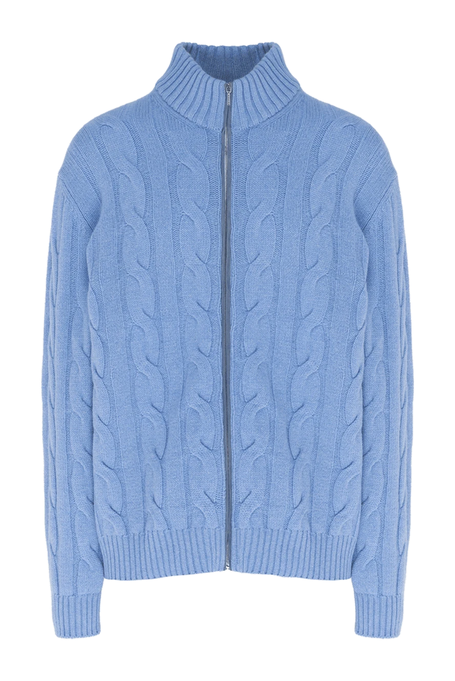 Cesare di Napoli man men's cardigan made of wool and cashmere blue купить с ценами и фото 142487 - photo 1