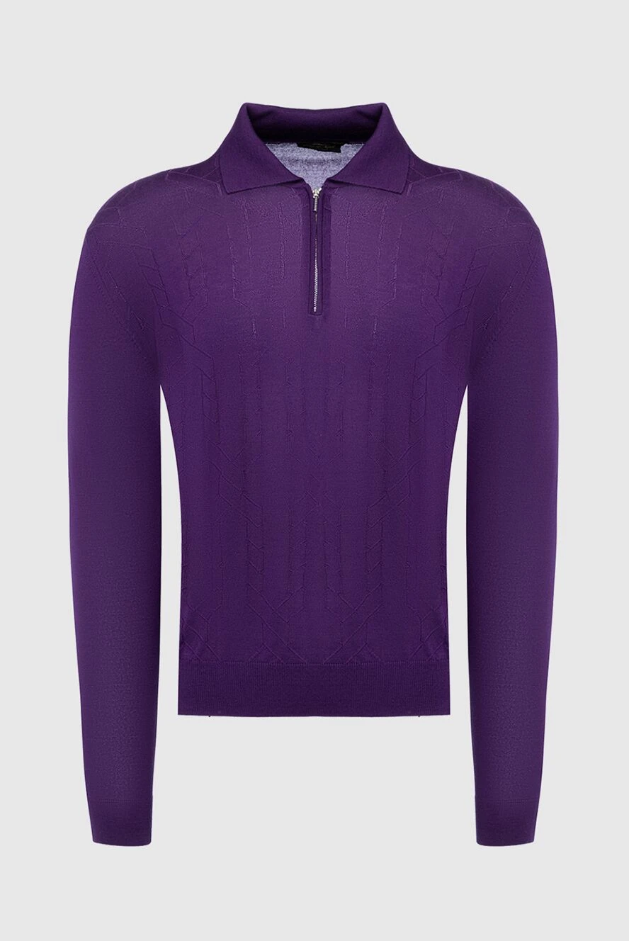 Cesare di Napoli man long sleeve polo in silk and cashmere violet for men купить с ценами и фото 142493 - photo 1