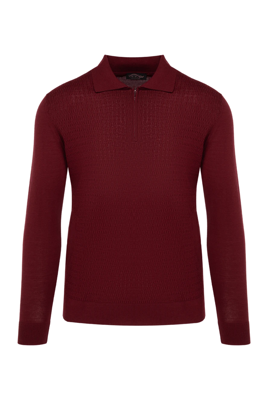 Cesare di Napoli man wool, silk and cashmere long sleeve polo burgundy for men купить с ценами и фото 142498 - photo 1