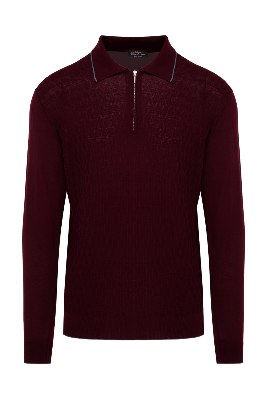 Cesare di Napoli man wool long sleeve polo burgundy for men купить с ценами и фото 142506 - photo 1