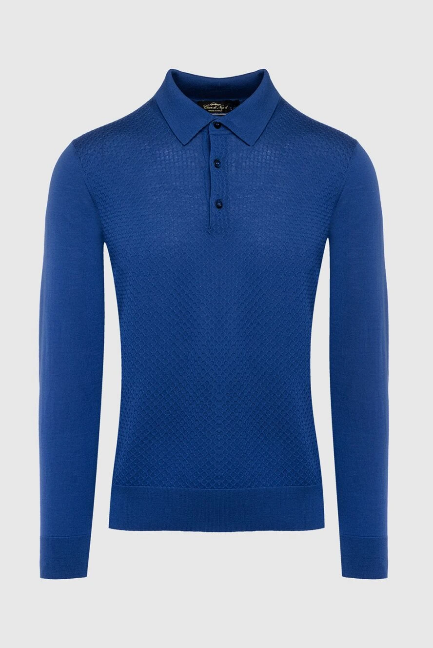 Cesare di Napoli man wool long sleeve polo blue for men купить с ценами и фото 142508 - photo 1