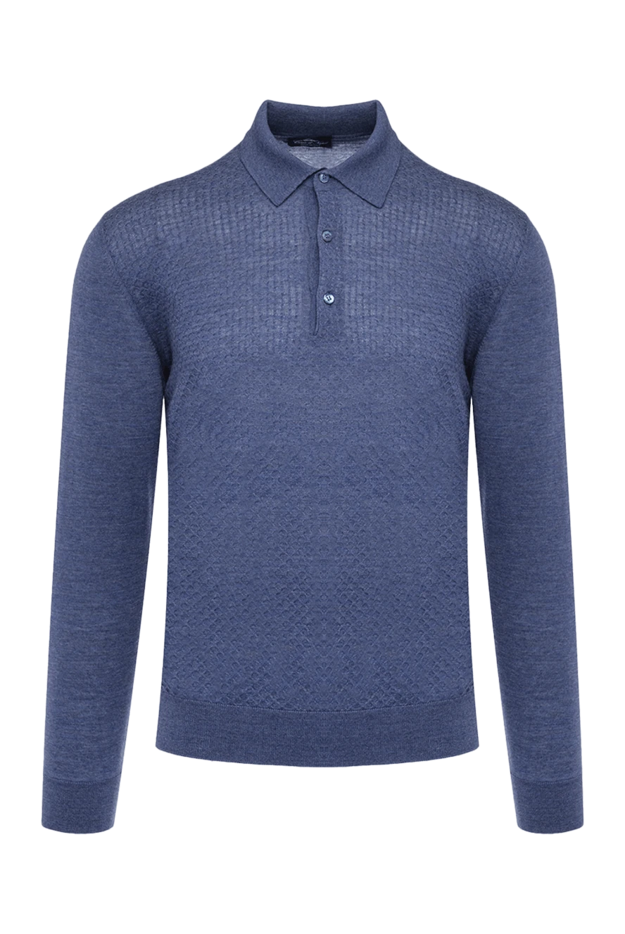 Cesare di Napoli man wool long sleeve polo blue for men купить с ценами и фото 142510 - photo 1