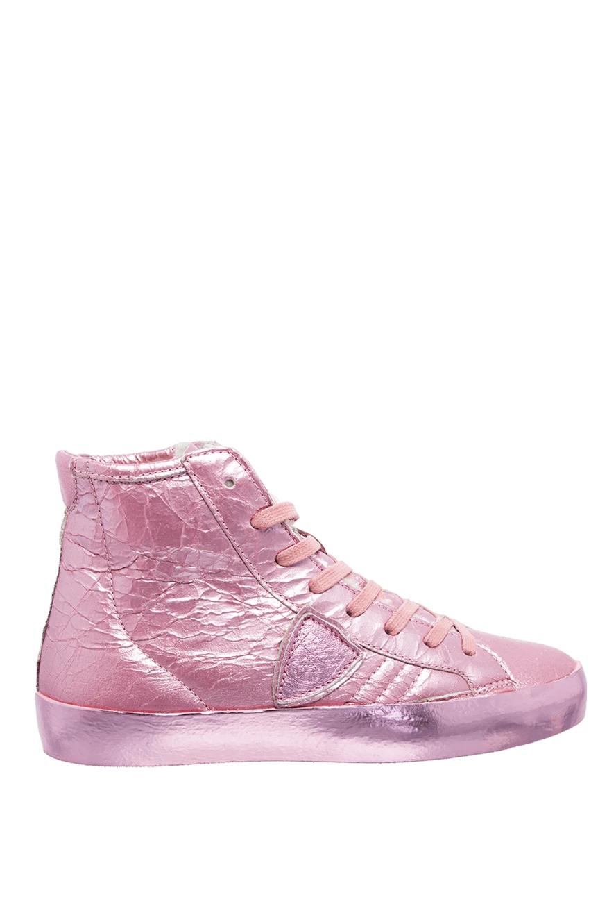 Philippe Model woman pink leather and fur sneakers for women купить с ценами и фото 142614 - photo 1