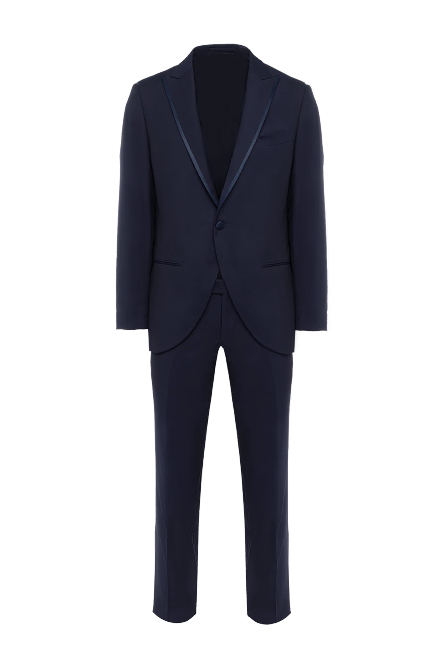 Lubiam костюм темно-синий с фактурным кантом на лацканах мужской 142711 - фото 1